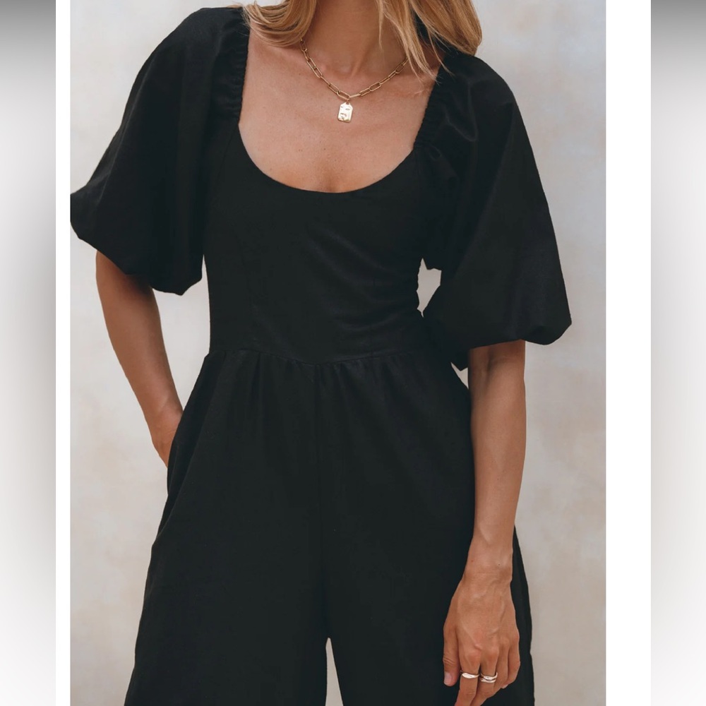 ELF Black Jumpsuit with Puff Sleeves